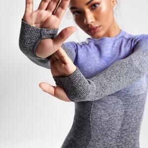Indigo Charcoal Ombre Seamless Long Sleeve Top